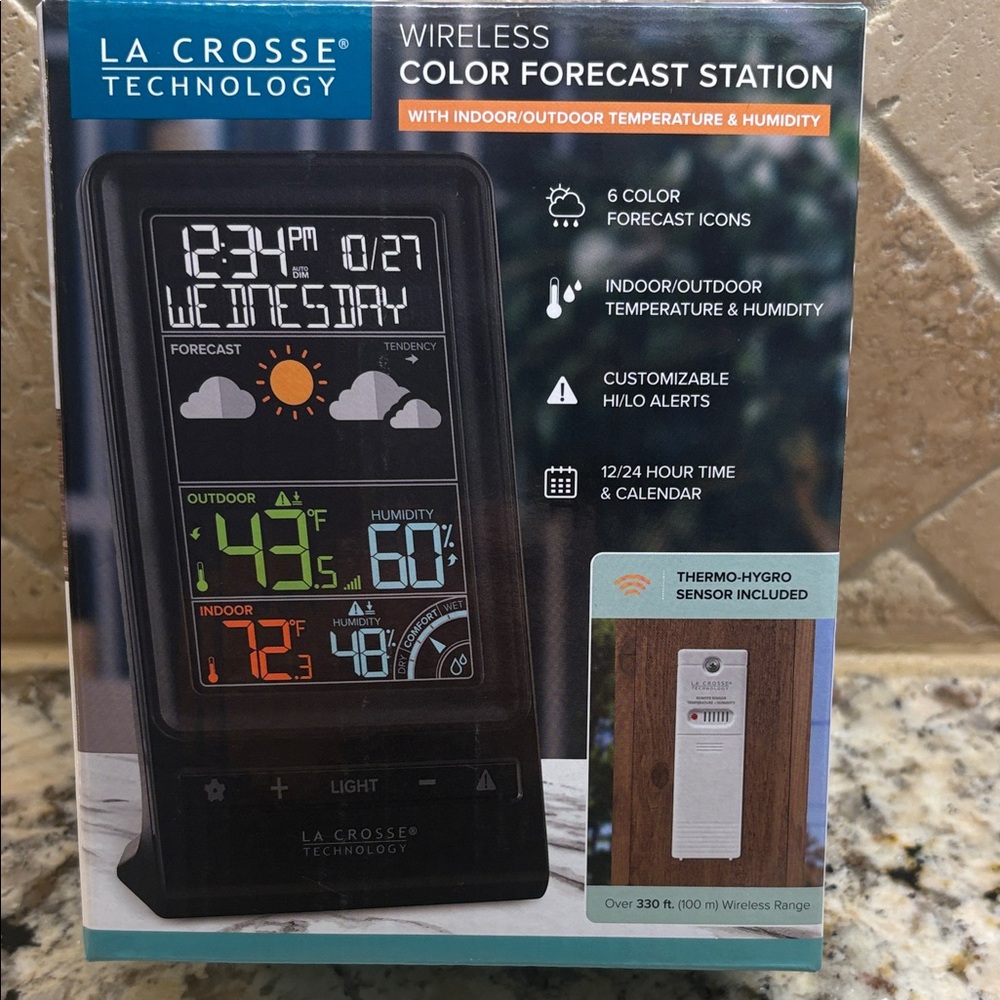 LaCrosse Black Weather Station with Color Display